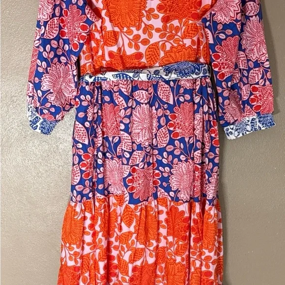 NWT Boden | Alba Tiered Firecracker Gardenia Swirl Cotton Maxi Dress Sz 20-22R - Picture 7 of 11